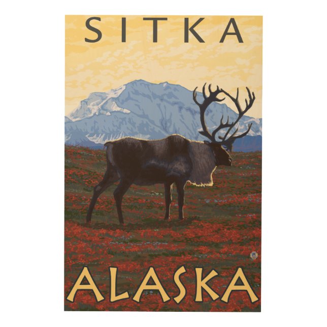 Caribou Scene - Sitka, Alaska Wood Wall Decor (Front)
