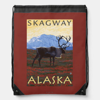 Caribou Scene - Skagway, Alaska Drawstring Bag