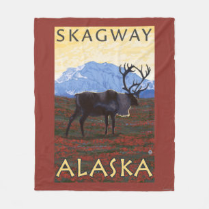 Caribou Scene - Skagway, Alaska Fleece Blanket