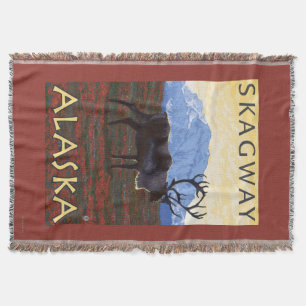 Caribou Scene - Skagway, Alaska Throw Blanket