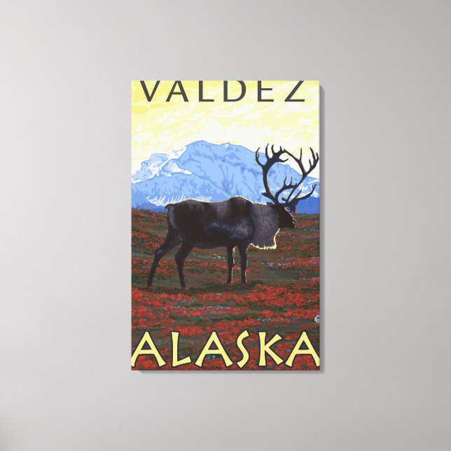 Caribou Scene - Valdez, Alaska Canvas Print (Front)