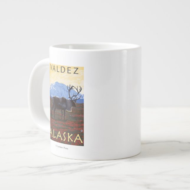 Caribou Scene - Valdez, Alaska Large Coffee Mug (Front Left)
