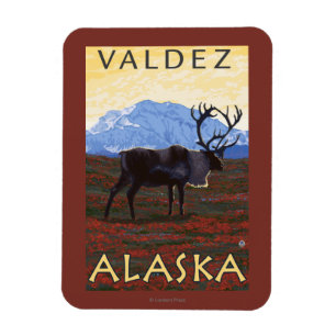 Caribou Scene - Valdez, Alaska Magnet