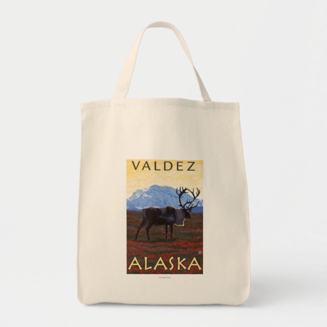 Caribou Scene - Valdez, Alaska Tote Bag (Front)