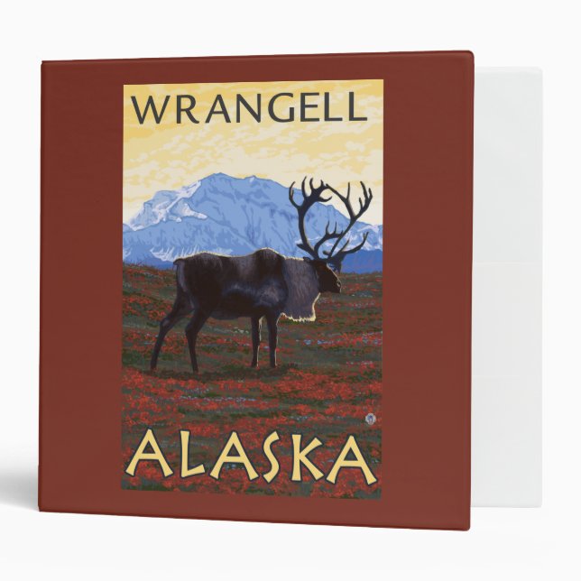 Caribou Scene - Wrangell, Alaska 3 Ring Binder (Front/Inside)