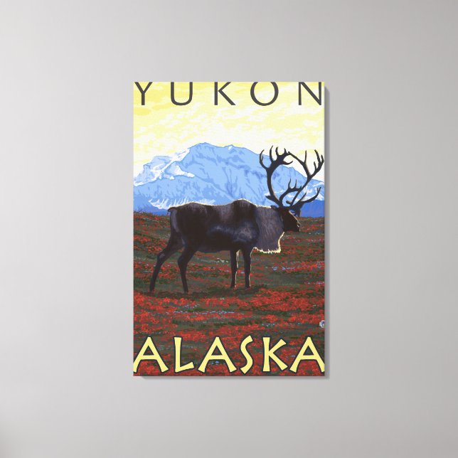 Caribou Scene - Yukon, Alaska Canvas Print (Front)