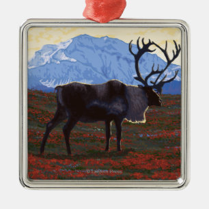 Caribou Scene - Yukon, Alaska Metal Ornament