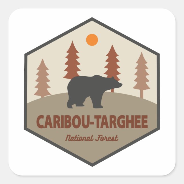 Caribou-Targhee National Forest Bear Square Sticker (Front)