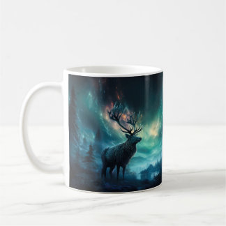 Caribou Under The Northern Lights Coffee Mug