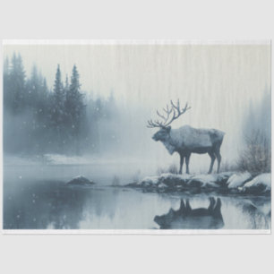 Caribou Winter Landscape Decoupage Tissue Paper