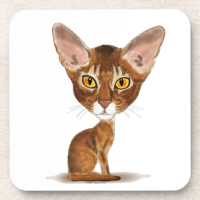 Caricature Abyssinian Drink Coaster (Front)