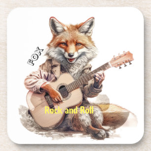 Caricature Cartoon Animal Fox A musical Beverage C Coaster