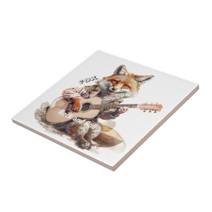 Caricature Cartoon Animal Fox A musical Ceramic Tile