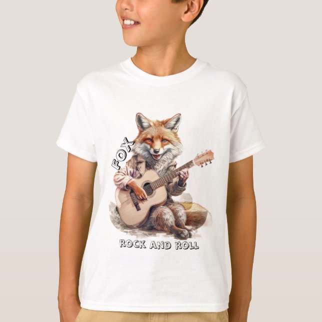 Caricature Cartoon Animal Fox A musical T-Shirt (Front)