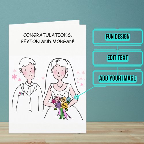 Caricature Couple Wedding Day Congratulations Card