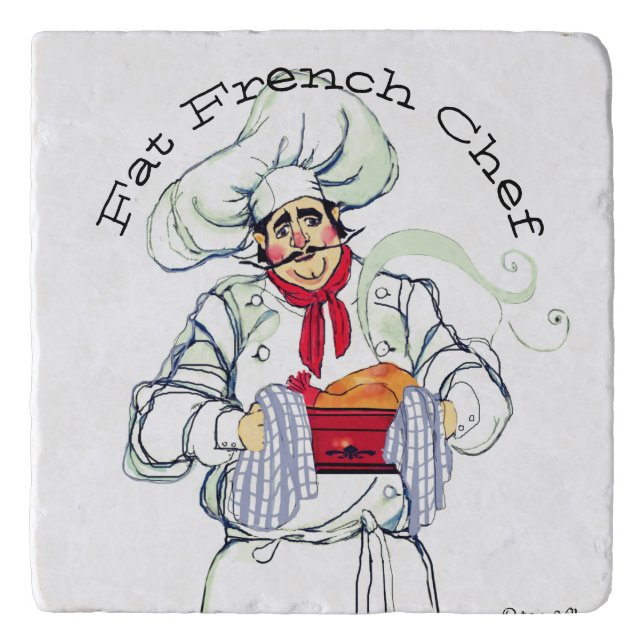 Caricature Fat French Chef Gourmet Trivet (Front)