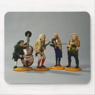 Caricature figurines of musicians mouse pad