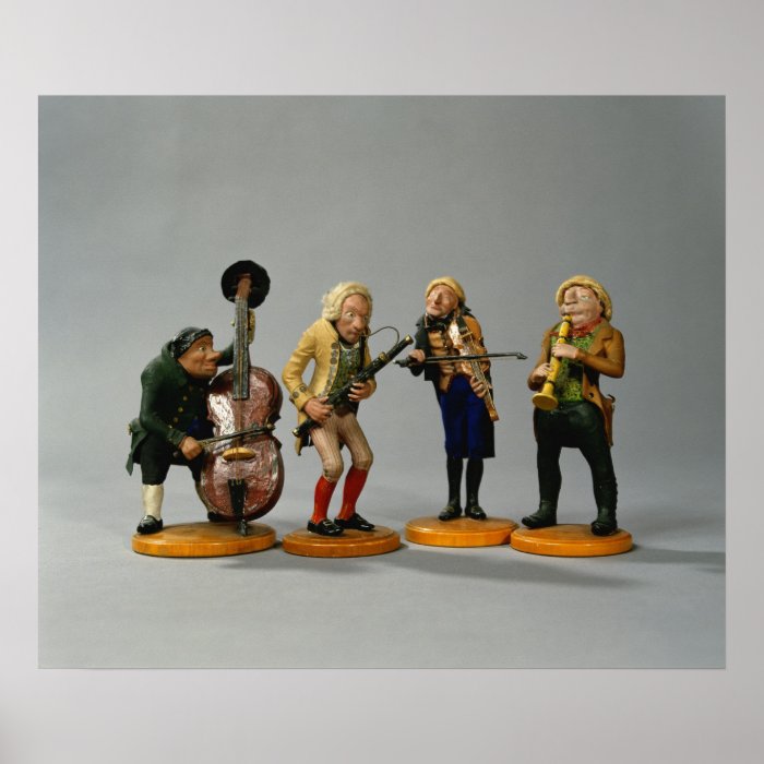 Caricature figurines of musicians posters