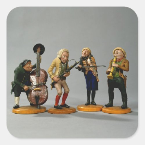 Caricature figurines of musicians square sticker