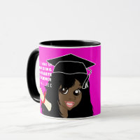 Caricature GRADUATE Gift  Female Black Indian Girl Mug