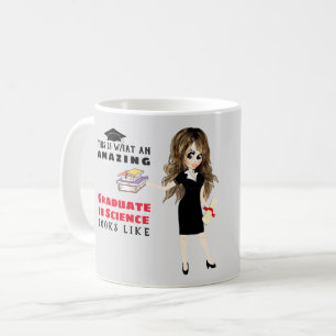 Caricature GRADUATE Gift  Female Brunette - Degree Coffee Mug