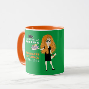 Caricature GRADUATE Gift  Female Red Head Curly Mug