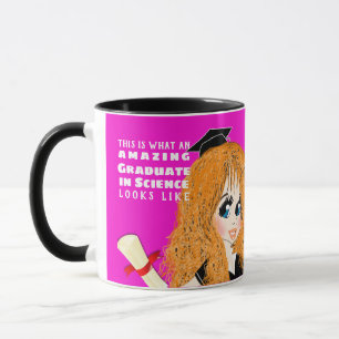 Caricature GRADUATE Gift Red Long Hair Blue Eyes Mug