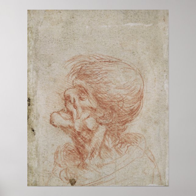 Caricature Head Study of an Old Man, c.1500-05 Poster (Front)