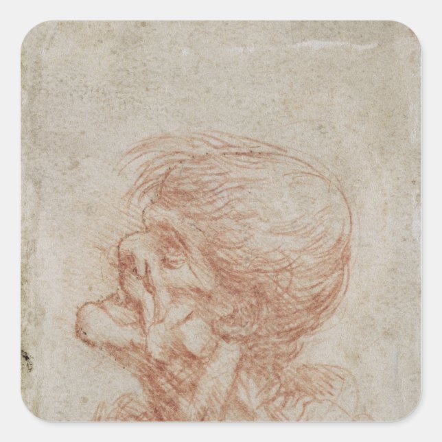 Caricature Head Study of an Old Man, c.1500-05 Square Sticker (Front)