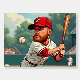 ''Caricature illustration of American baseball Foam Board