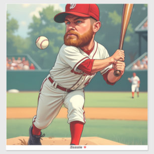''Caricature illustration of American baseball Sticker