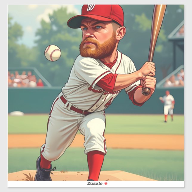 ''Caricature illustration of American baseball Sticker (Sheet)
