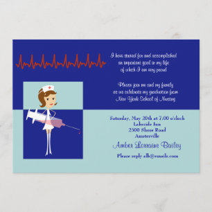 Caricature Nursing School Graduation Invitation #2