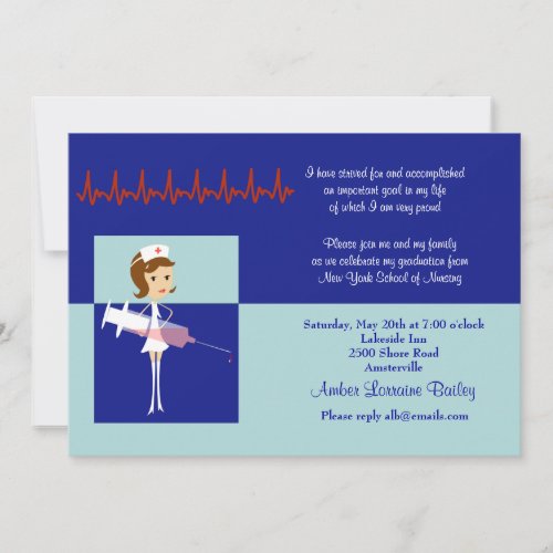 Caricature Nursing School Graduation Invitation #2