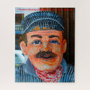 Caricature of a  Train Driver in Virginia. Jigsaw Puzzle