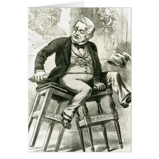Caricature of Adolphe Thiers between two Cards (Front)