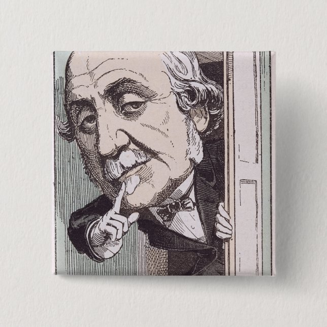 Caricature of Albert, Duc de Broglie Pinback Button (Front)