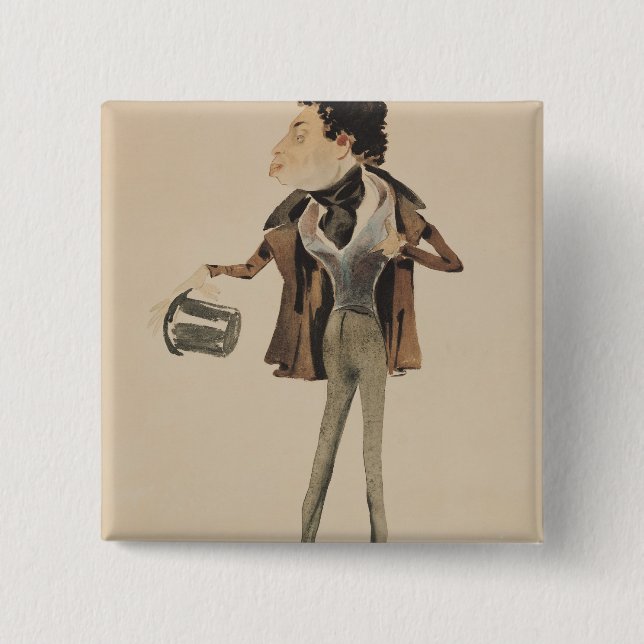 Caricature of Alexander Dumas Pere Pinback Button (Front)
