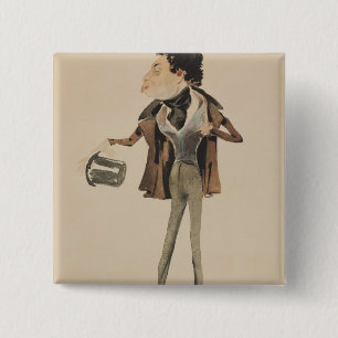 Caricature of Alexander Dumas Pere Pinback Button