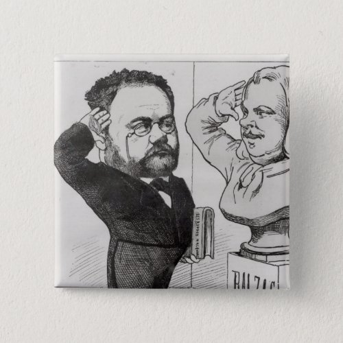Caricature of Emile Zola Button