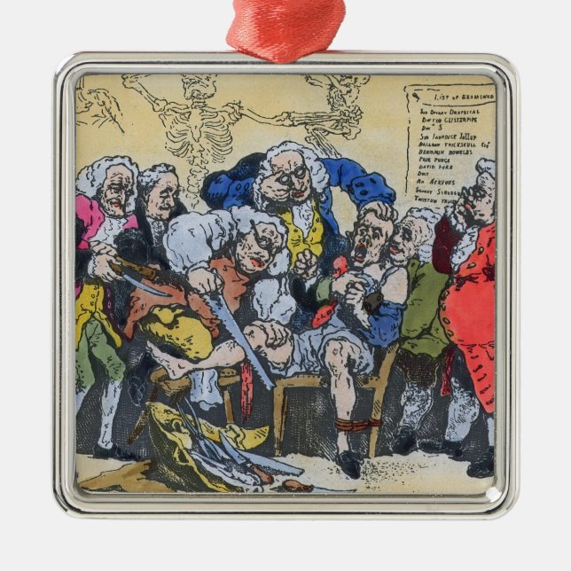 Caricature of Georgian Surgeons at work, 1793 Metal Ornament (Front)