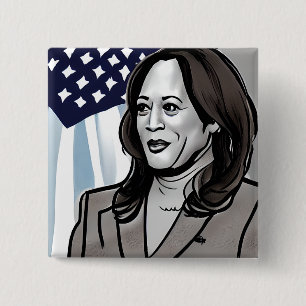 Caricature of Kamala Harris Political Button