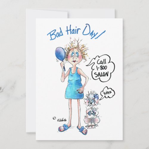 Caricature of Lady with Bad Hair and Funny Saying Holiday Card