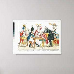 Caricature of Louis XVI  playing chess Canvas Print