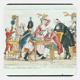 Caricature of Louis XVI  playing chess Square Sticker