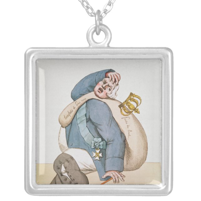 Caricature of Louis XVIII  1815 Silver Plated Necklace (Front)
