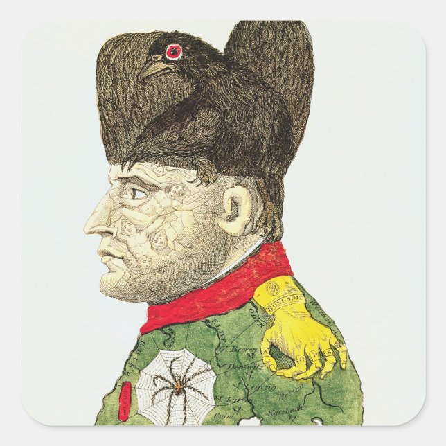 Caricature of Napoleon Bonaparte Square Sticker (Front)