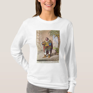 Caricature of Pizarro contemplating the T-Shirt
