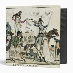 Caricature of quack doctors offering vaccines binder