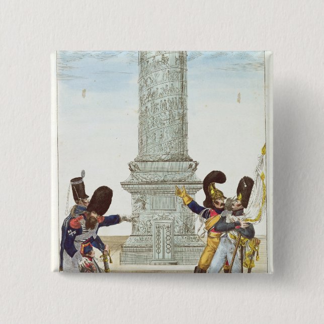 caricature of soldiers at the Colonne Vendome Button (Front)
